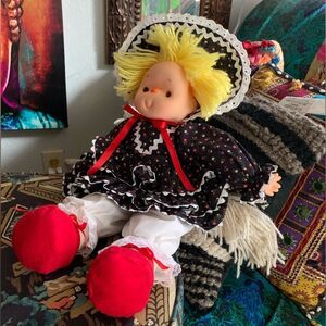Vintage 1980’s Handmade Ice cream Doll with Yellow Yarn Hair